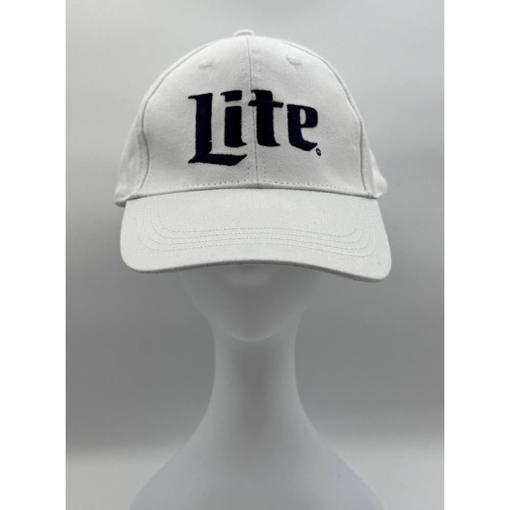 Miller Lite Beer Embroidered Logo Strap Back Hat White Miller Brewing Co Pre-own